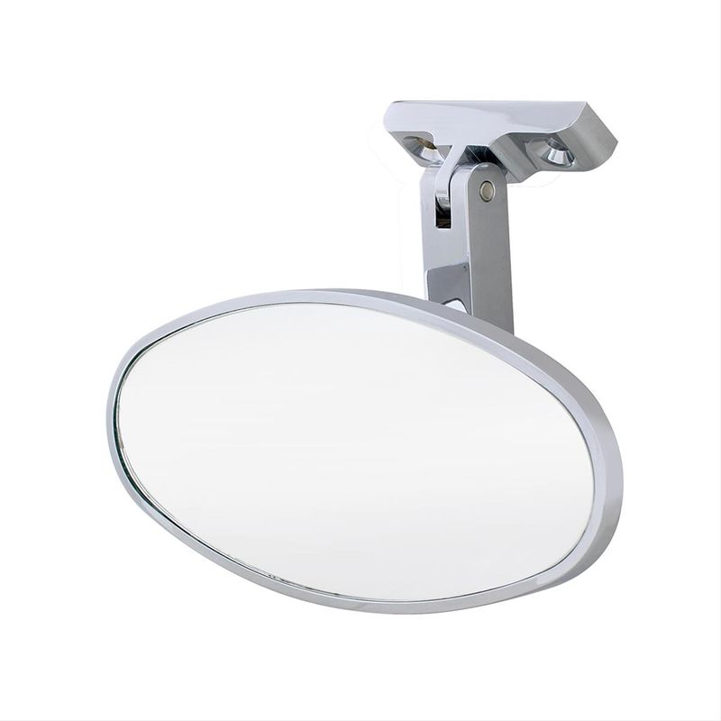 Oval Chrome Interior Rear View Mirror with Screw-On Mount