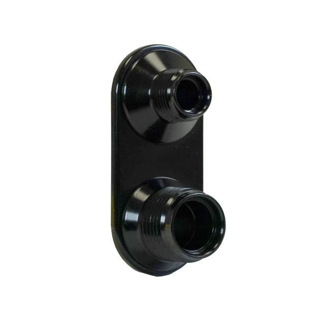 Streamline 2-Way Bulkhead Plate – Black Anodized Aluminum, #6 and #10 Male O-Ring
