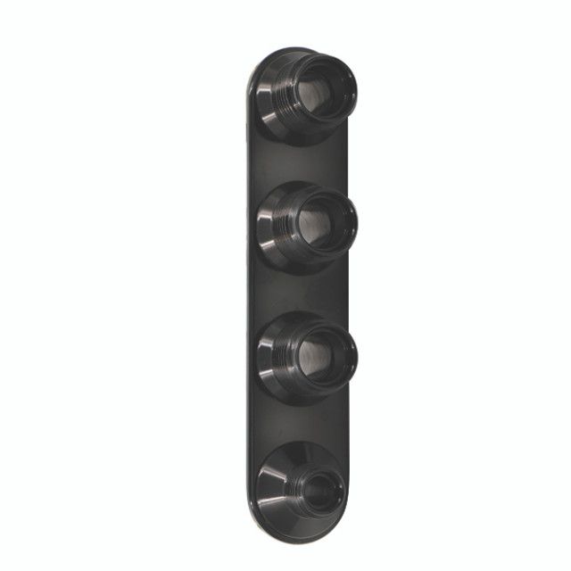 Streamline Black Anodized Aluminum 4-Way In-Line Bulkhead Plate for AC &amp; Heater – 6-10 Male O-Ring