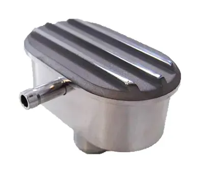 Finned Billet Aluminum Oval Push-In Breather with PCV Tube – Satin