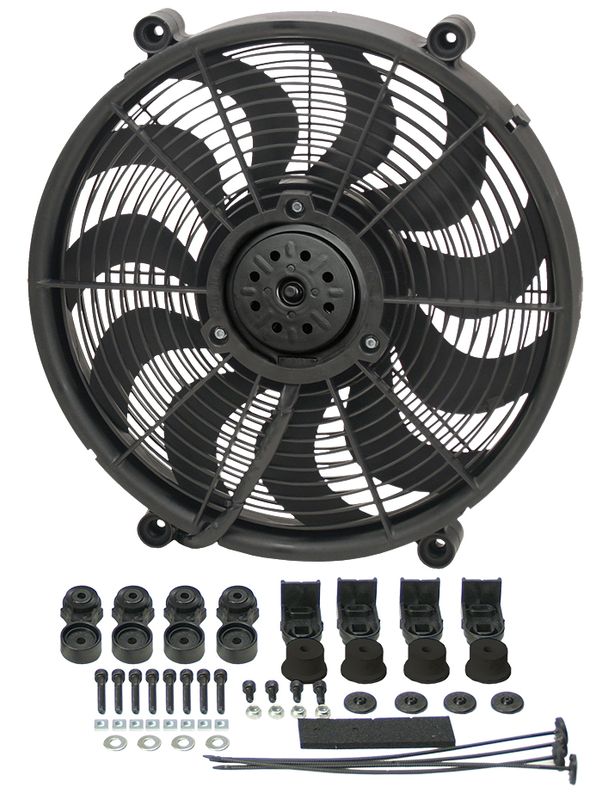 17" High Output Single RAD Pusher/Puller Fan – Premium Mount Kit
