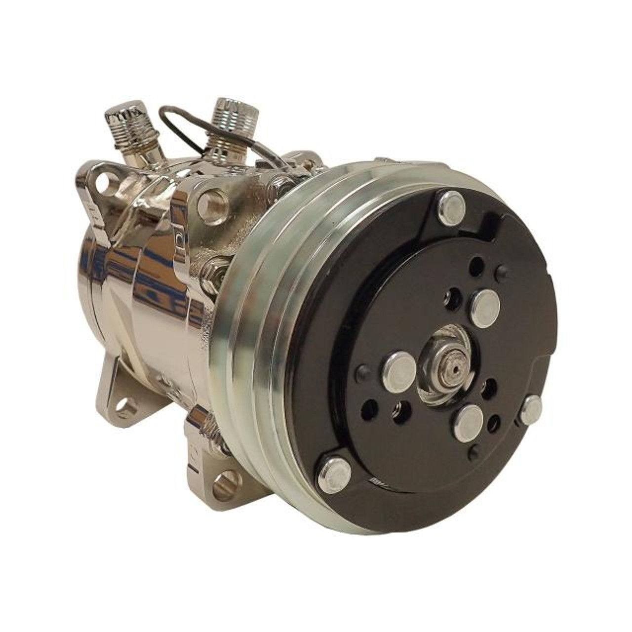 Sanden SD 508 Compressor – Double V-Groove Pulley, Chrome Finish