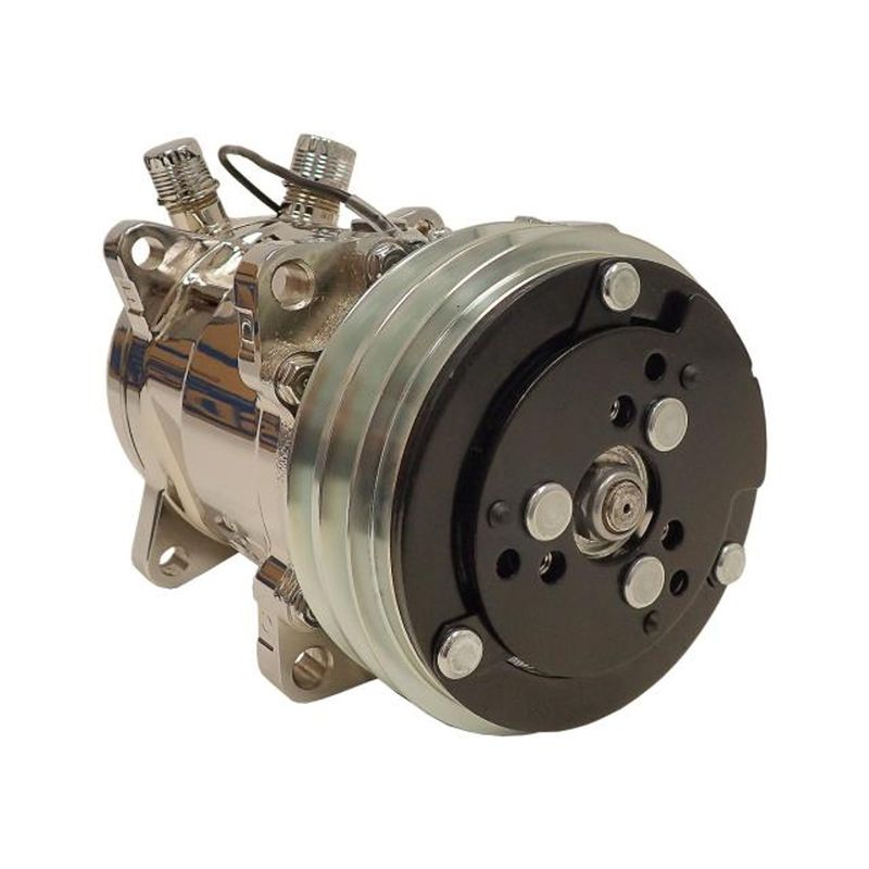 Sanden SD 508 Compressor – Double V-Groove Pulley, Chrome Finish