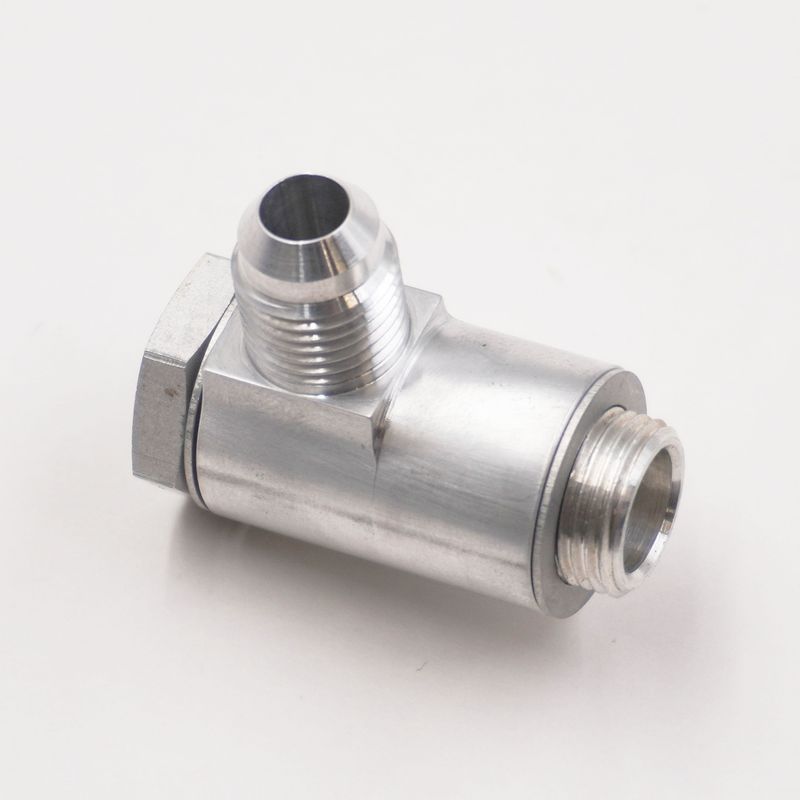 Carburetor Banjo Fitting – 5/8-20 to -6AN, Clear Aluminum