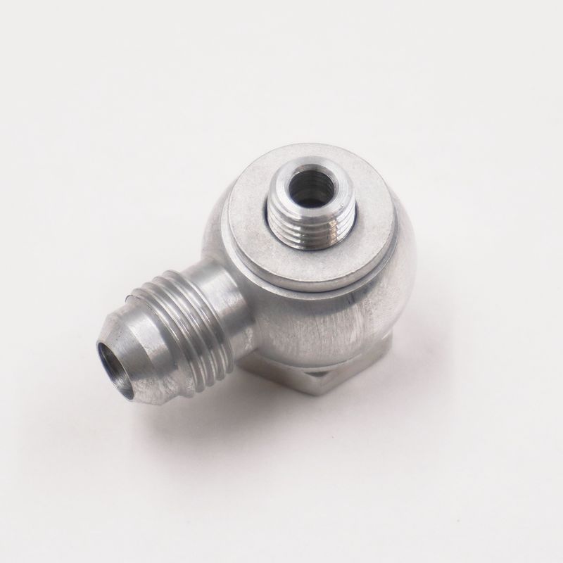 Carburetor Banjo Fitting – 10mm-1.25 to -6AN, Clear Aluminum