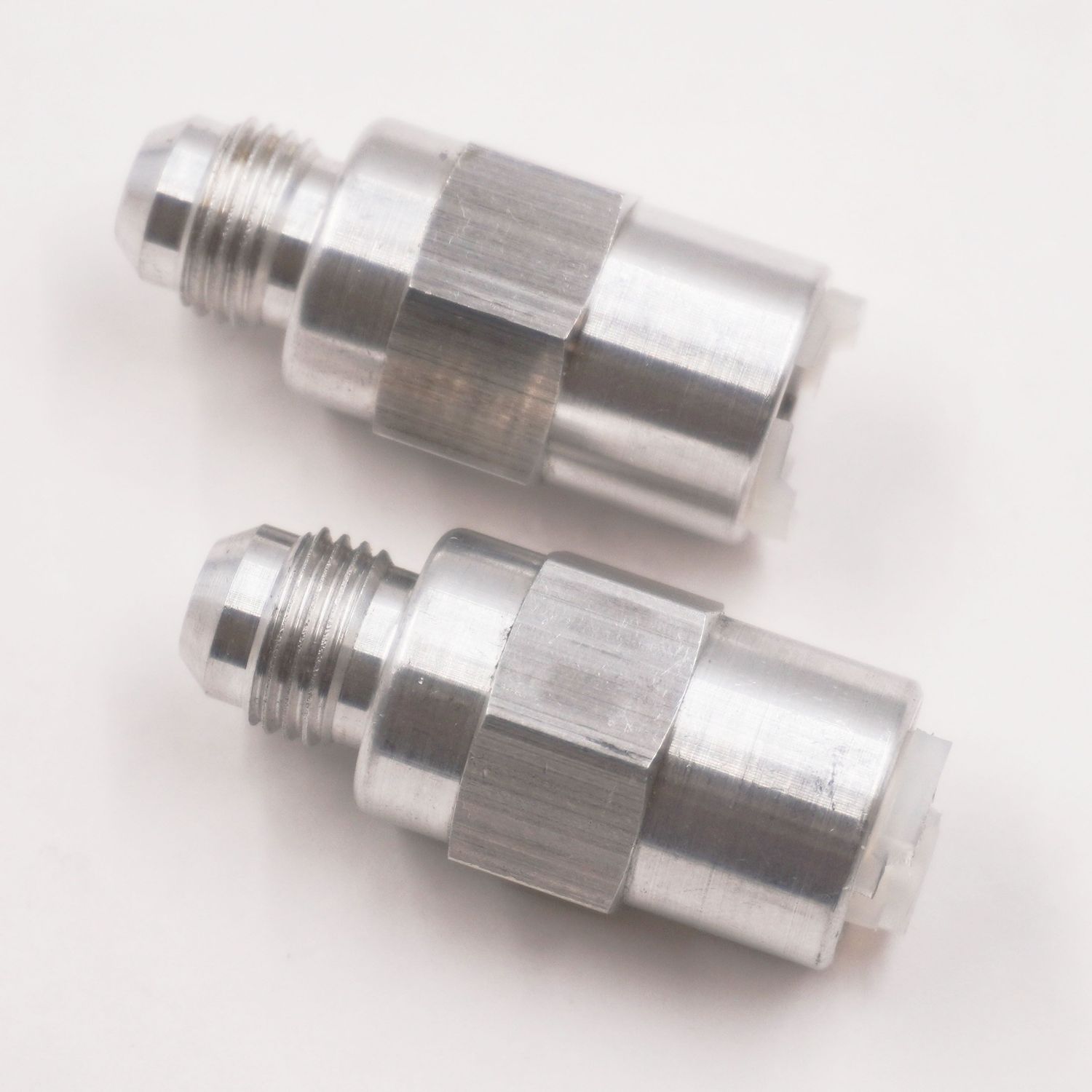 Ford 5/16&quot; Push-Connect to -6AN Adapter Fittings – Pair (Clear Aluminum)