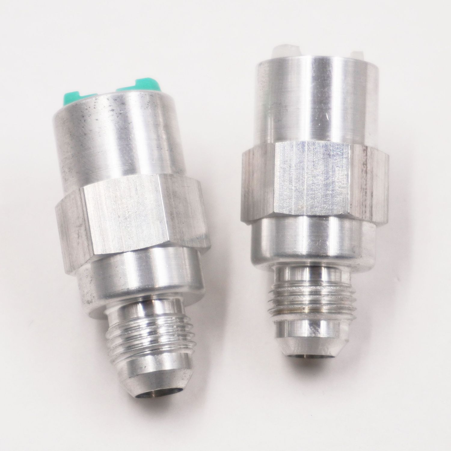 EFI 3/8&quot; &amp; 5/16&quot; Push-Connect to -6AN Adapter Fittings – Pair (Clear Aluminum)