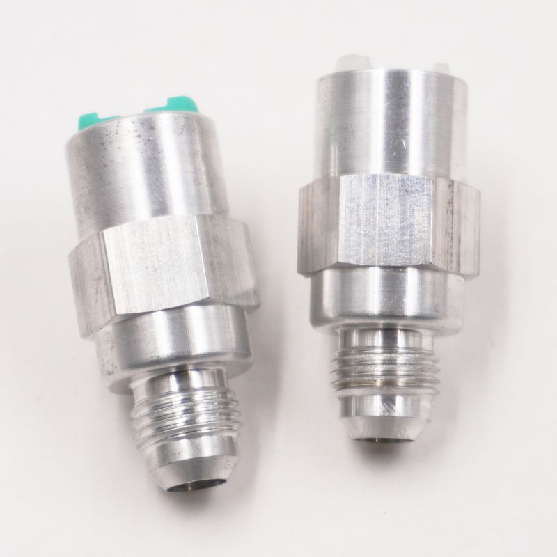 EFI 3/8" &amp; 5/16" Push-Connect to -6AN Adapter Fittings – Pair (Clear Aluminum)