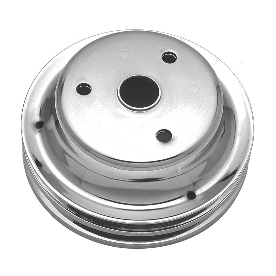 Chevy Small Block 3-Groove Crankshaft Pulley – 7.74&quot;, Steel, Long Pump (Chrome or Black)