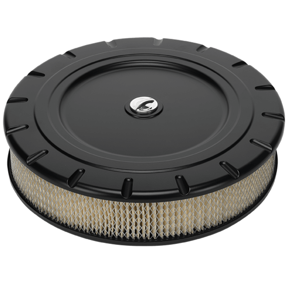 Vintage Style 14" Round Air Cleaner – Matte Black – 4-Barrel Carburetor