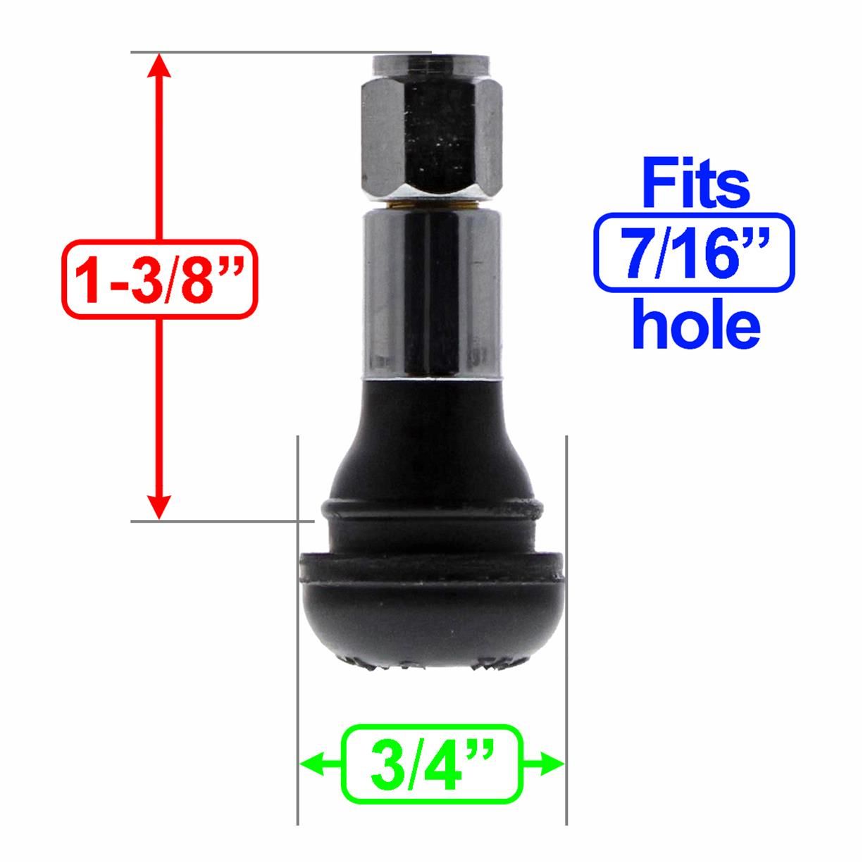 Chrome Valve Stems – Rubber Pull-Through, Set of 4