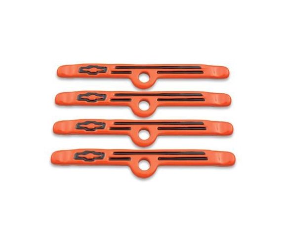 GM Licensed Valve Cover Hold-Down Clamps – Chevy – Orange – Set of 4