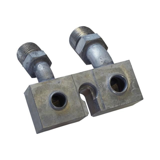 OEM Ford FS10 Compressor Adapter Block – 45° #8 / #10 O-Ring Fittings