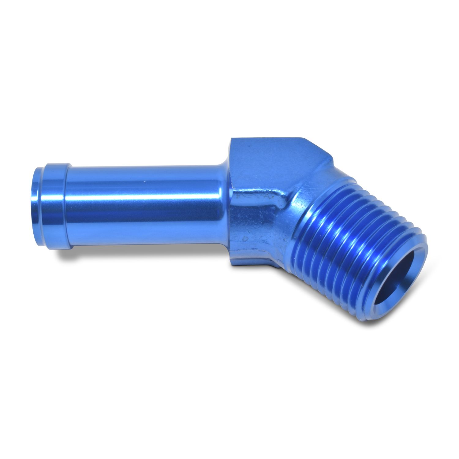 Adapter Fitting, -6 AN, 45 Degree, 1/4 in. NPT to 1/8 in. Tube, Blue