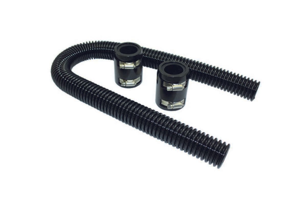 36 in Radiator Hose Kit – Black Stainless Steel With Aluminum Caps
