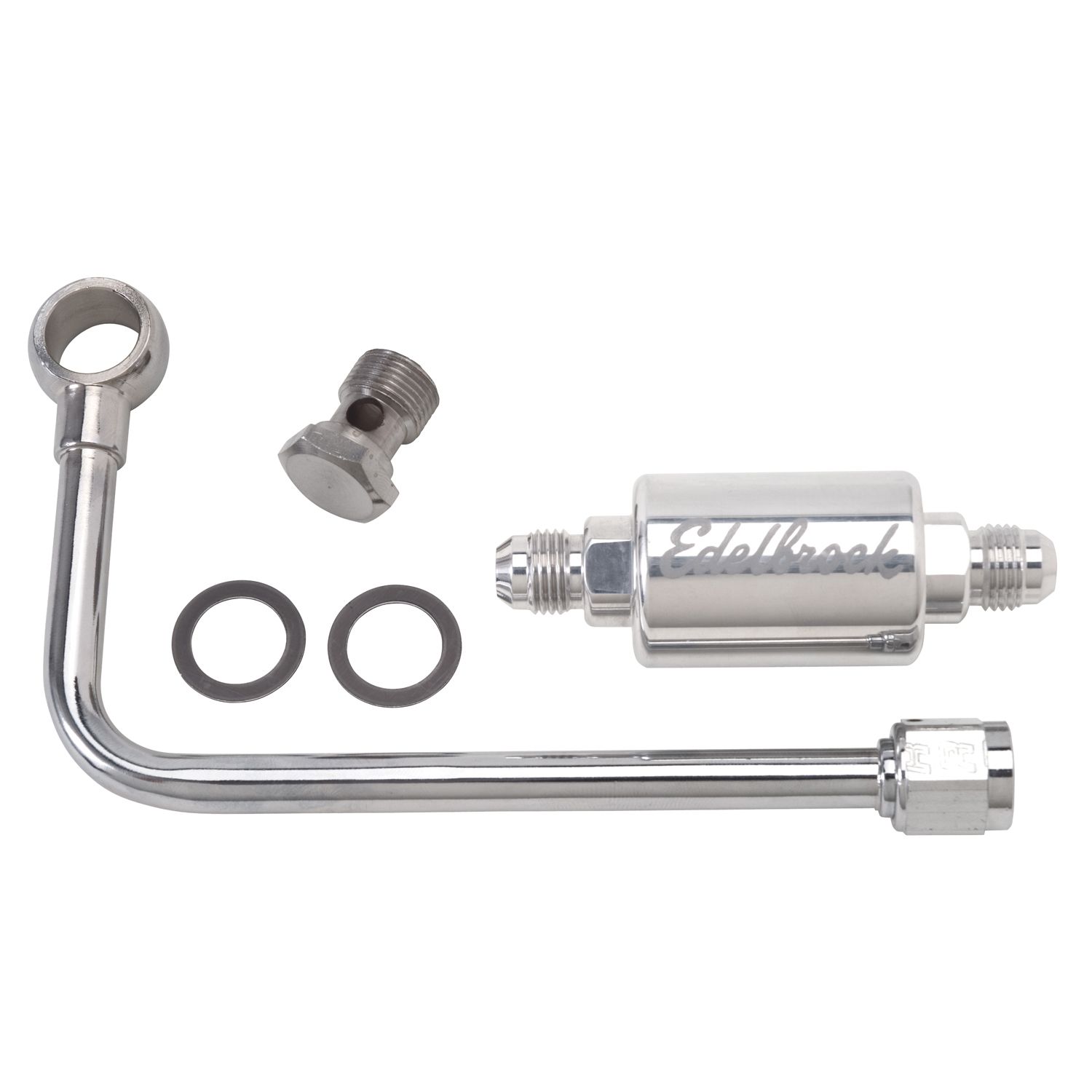 Single Feed Fuel Line with Polished Filter – Chrome