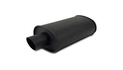 Flat Black Universal Muffler, 4" Inlet/Outlet, Angle-Cut Tip