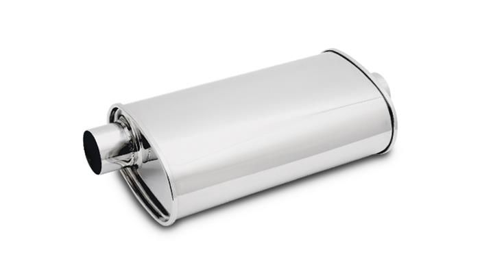 Vibrant StreetPower Universal Muffler, 2" Inlet/Outlet, Polished Stainless Steel
