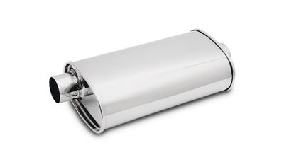 Vibrant StreetPower Universal Muffler, 2" Inlet/Outlet, Polished Stainless Steel