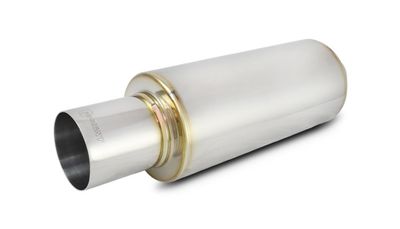 Vibrant TPV Universal Muffler, 2.5" Inlet, 4" Tip, Polished Stainless Steel