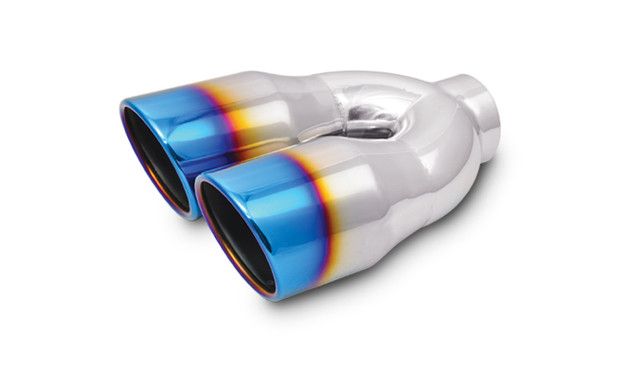 Dual Outlet Weld-On Exhaust Tip, 2.5" Inlet, Burnt Finish