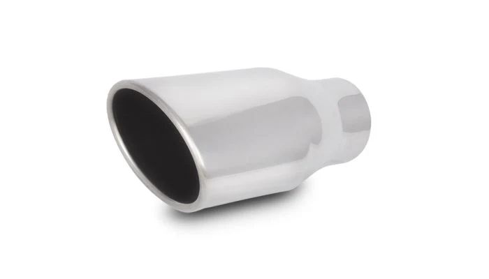 Weld-On Exhaust Tip, 2.5" Inlet, 4.5" x 3" Oval Outlet, Rolled Edge