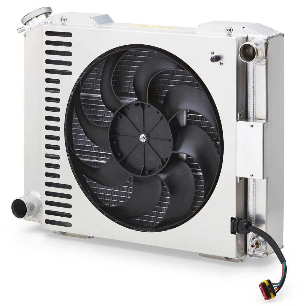 Slim-Fit Radiator System – Universal Ford Style – Manual Transmission – Inlet Passenger Side / Outlet Driver Side – 19" Core