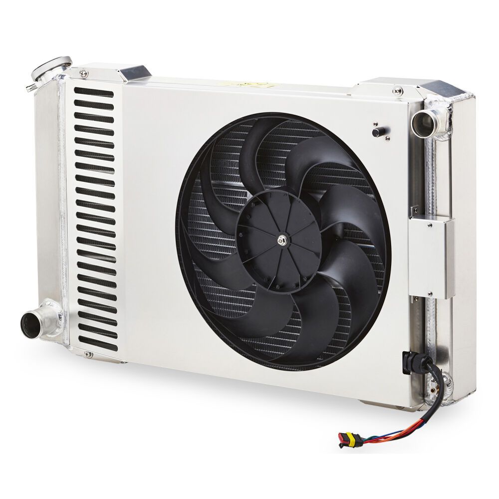 Slim-Fit Radiator System – Universal Ford Style – Manual Transmission – Inlet Passenger Side / Outlet Driver Side – 26" Core