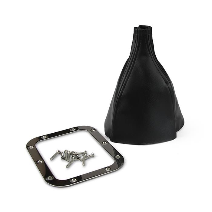 Rectangular Floor-Mount Shifter Boot with Ring – Polished Stainless