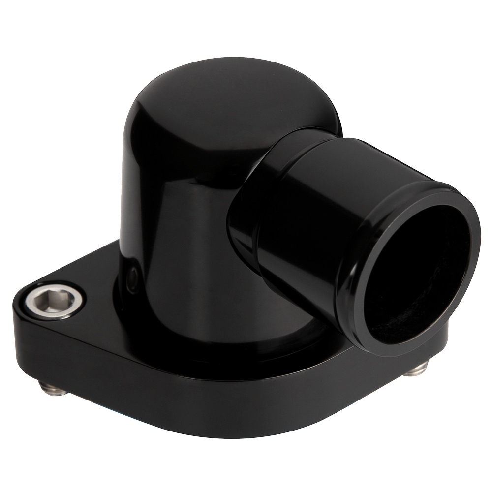 0° Swivel Thermostat Housing – Chevy Small/Big Block, Black Finish