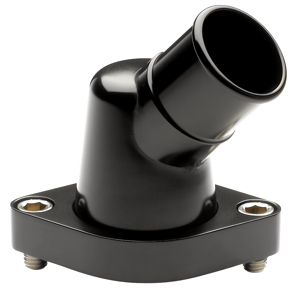 45° Swivel Thermostat Housing – Chevy Small/Big Block, Black Finish