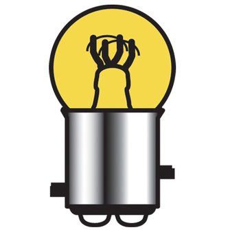 Dual Filament Bulb – Offset Pins, 15/3 CP, Small Amber Globe