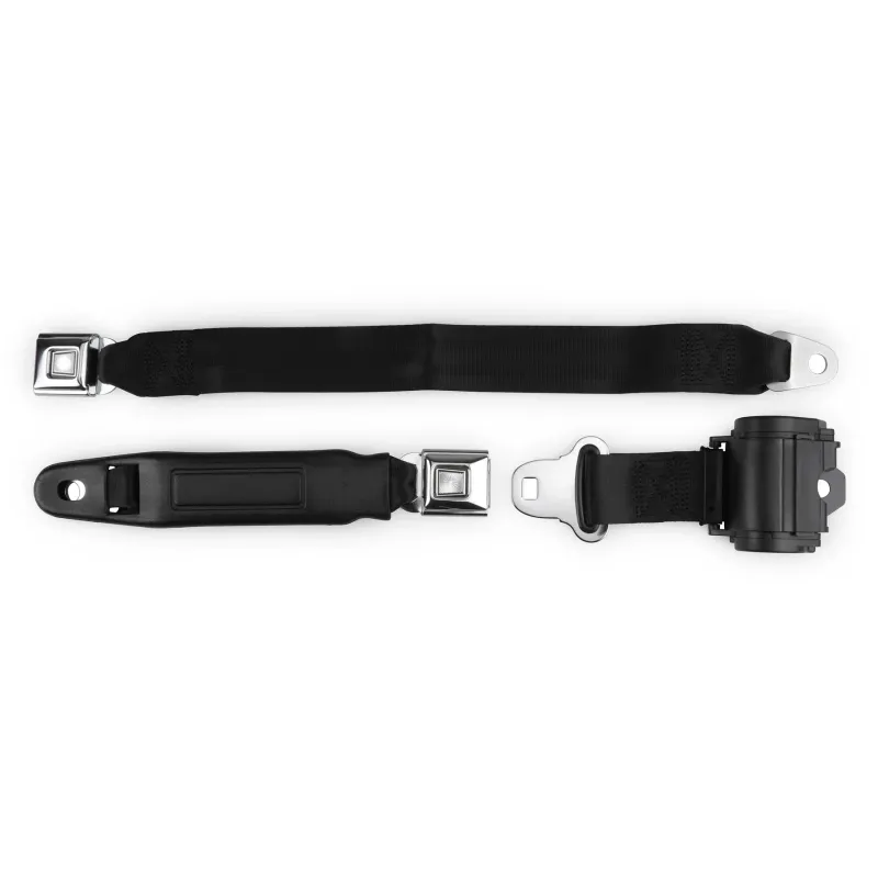 Black Retractable Lap Seat Belt – Starburst Push-Button