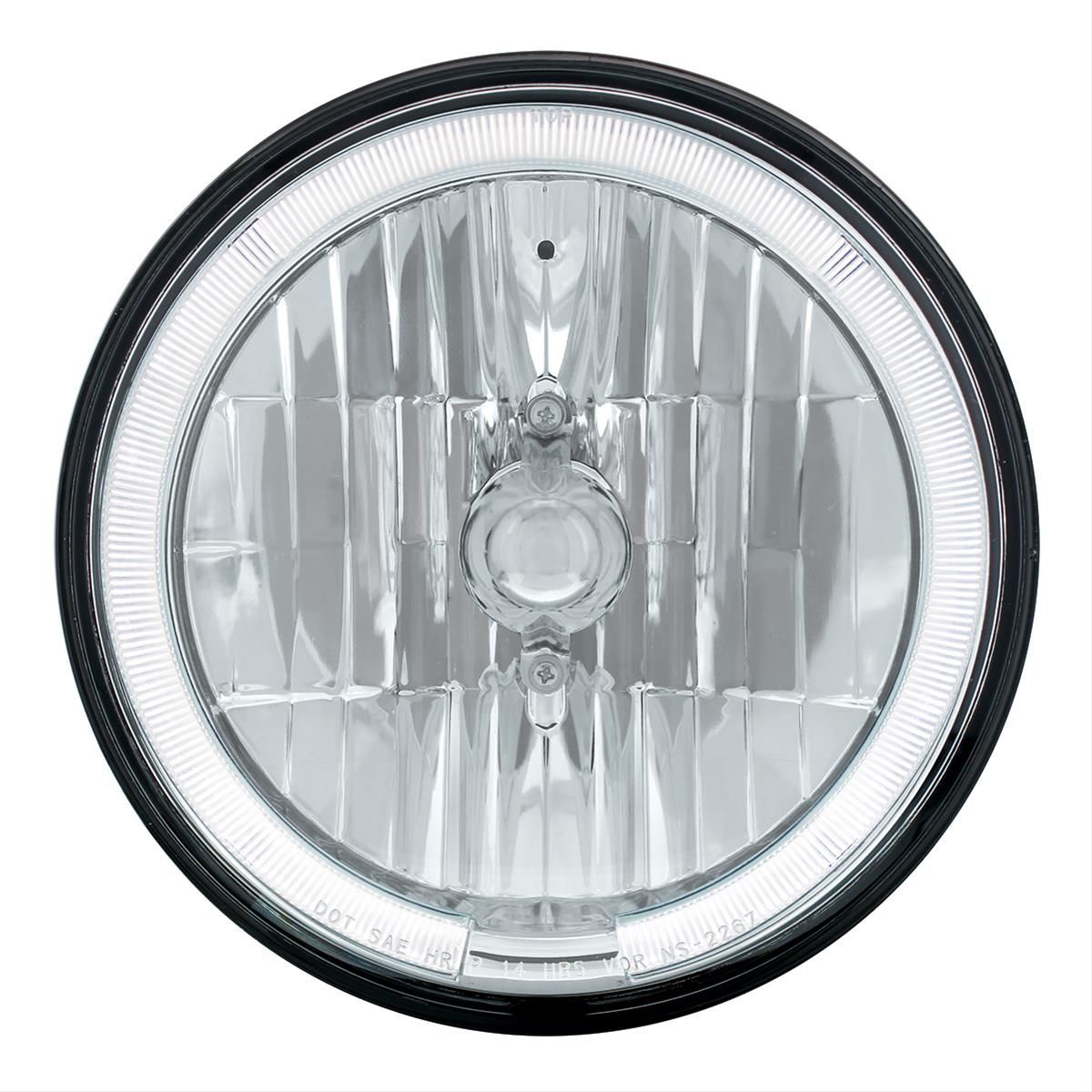 7" Crystal Headlight with White LED Halo Ring