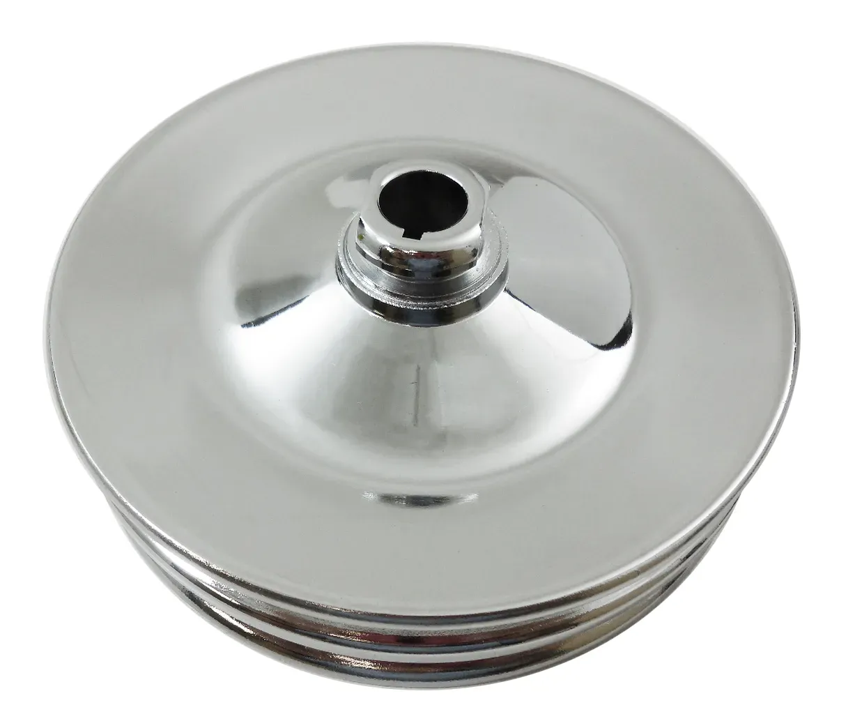 Power Steering Pump Pulley – Early GM, Double Groove, Chrome