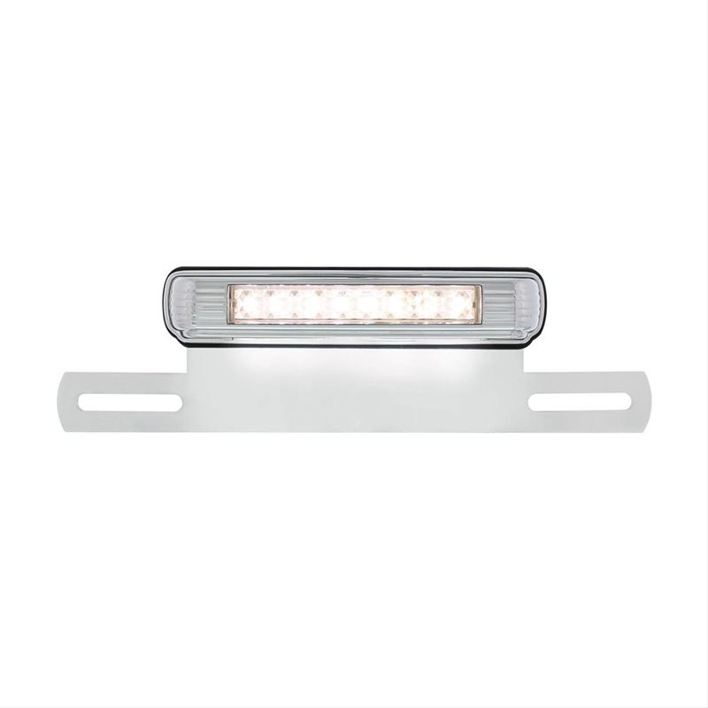 Chrome License Plate Light &amp; Bracket with White LED Backup