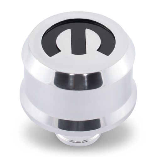 Slant-Edge Aluminum Push-In Air Breather Cap – Polished with Black Mopar Emblem