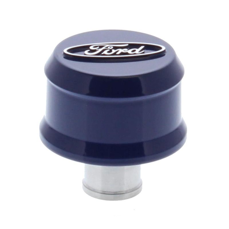 Slant-Edge Valve Cover Breather Cap – Blue with Ford Oval Logo