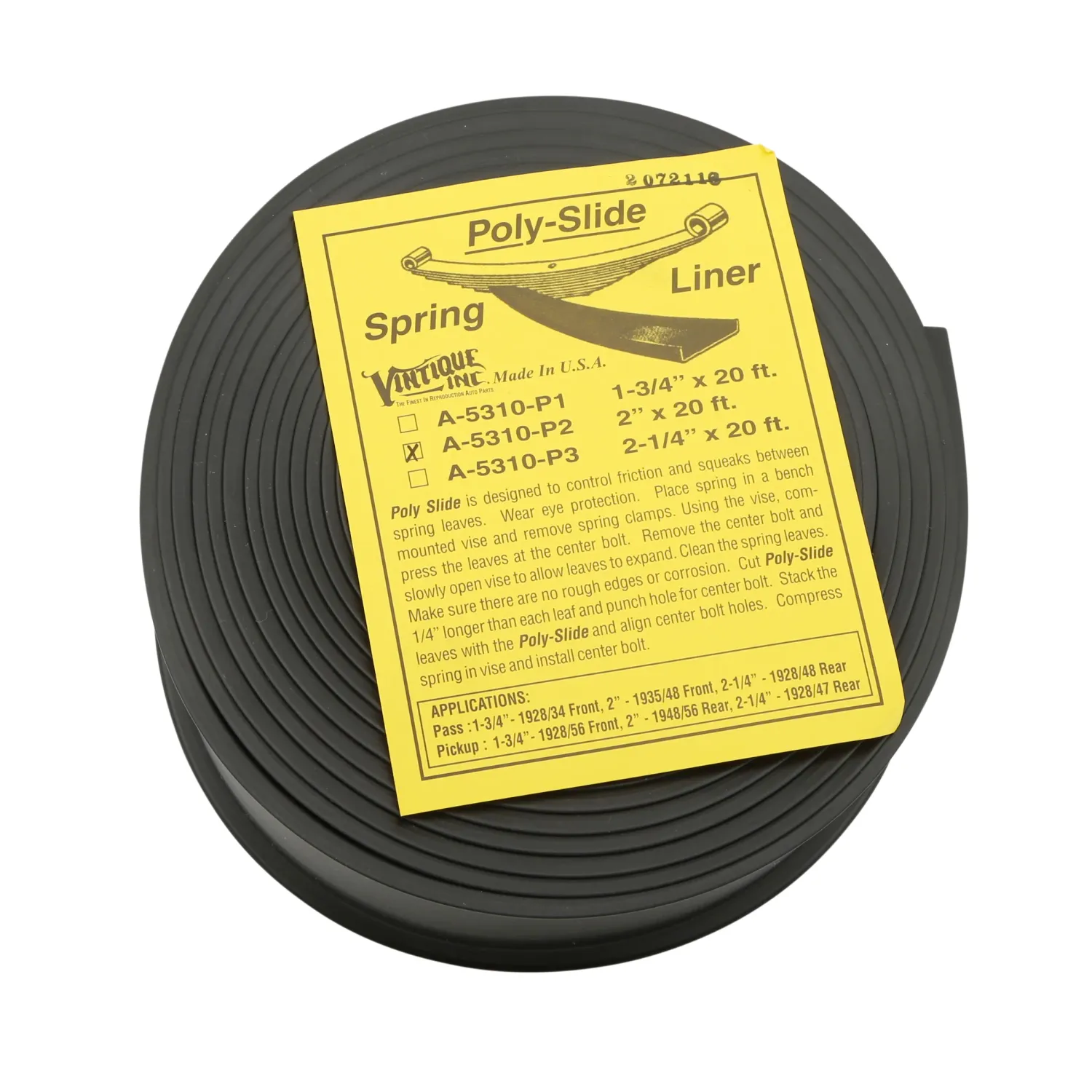 Leaf Spring Liner, 2" Wide x 20' Roll, 1935-1940 Ford Passenger Front / 1948-1959 Ford Pickup Rear