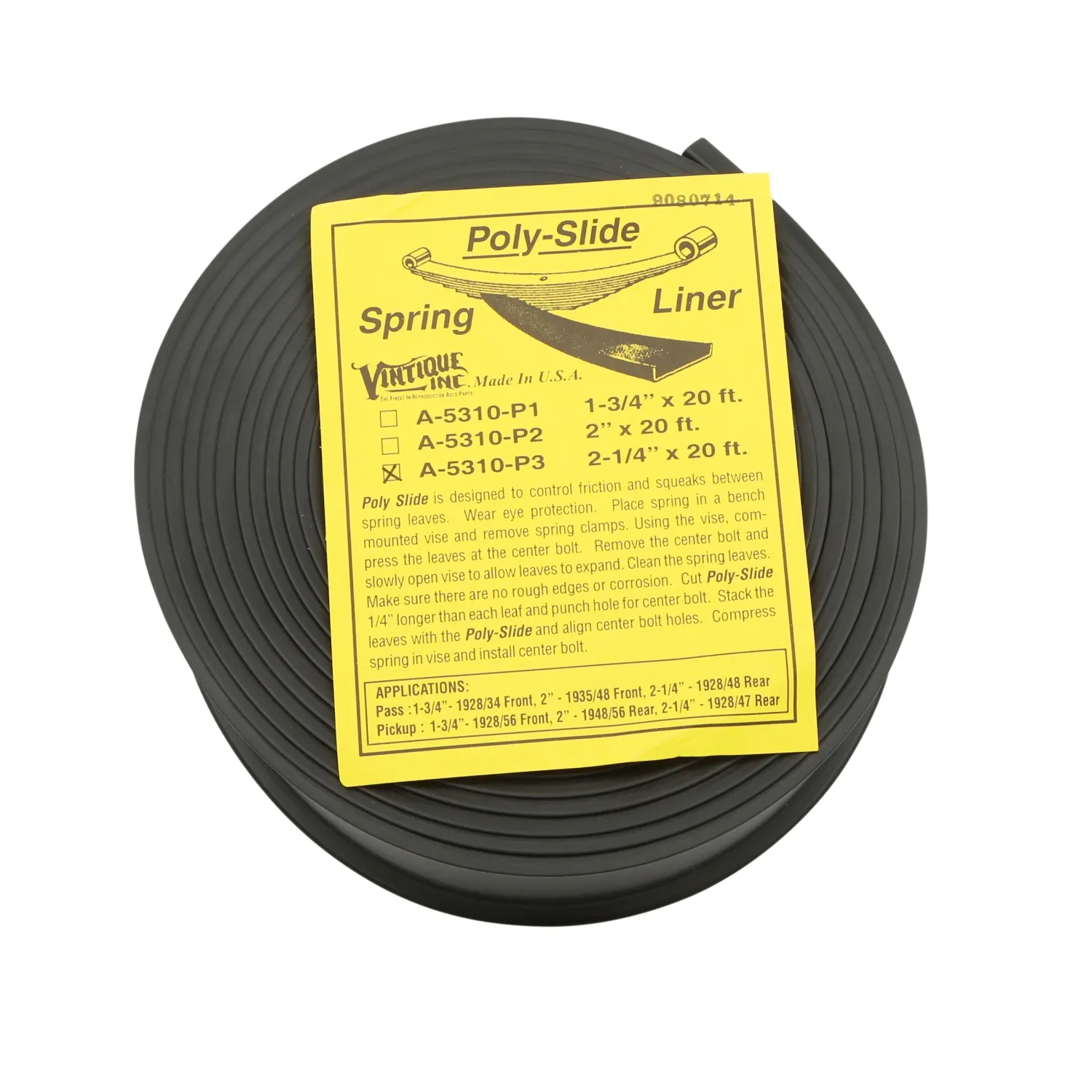 Leaf Spring Liner, 2-1/4" Wide x 20' Roll, 1928-1948 Ford Passenger Rear / 1928-1947 Ford Pickup Rea
