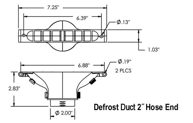 Universal Defrost Duct Pair with Integrated Air Diverters – For 2" Duct Hose