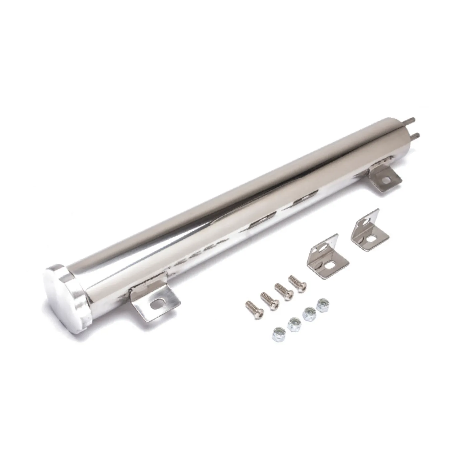 2″ Polished Stainless Steel Coolant Overflow Tank — 13″ Length