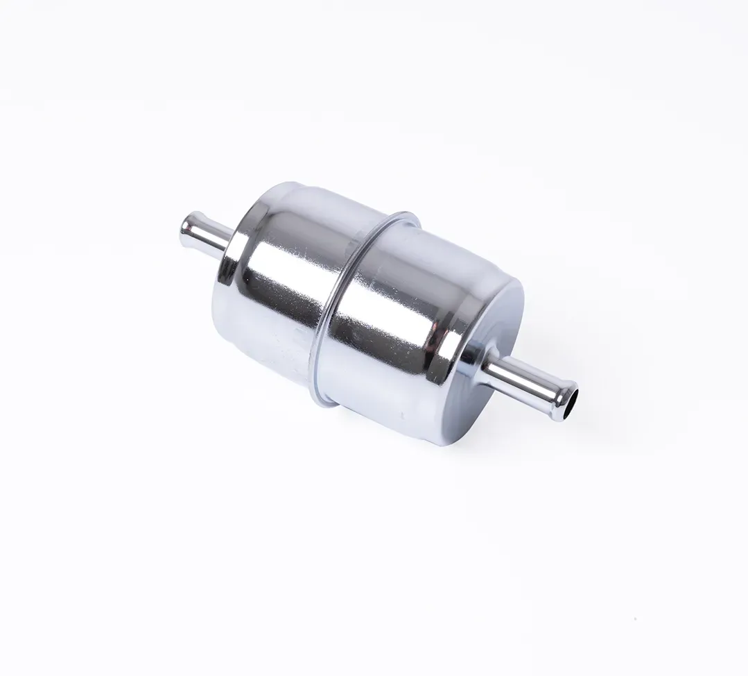 Inline Fuel Filter – 5/16" Hose Barbs – Chrome