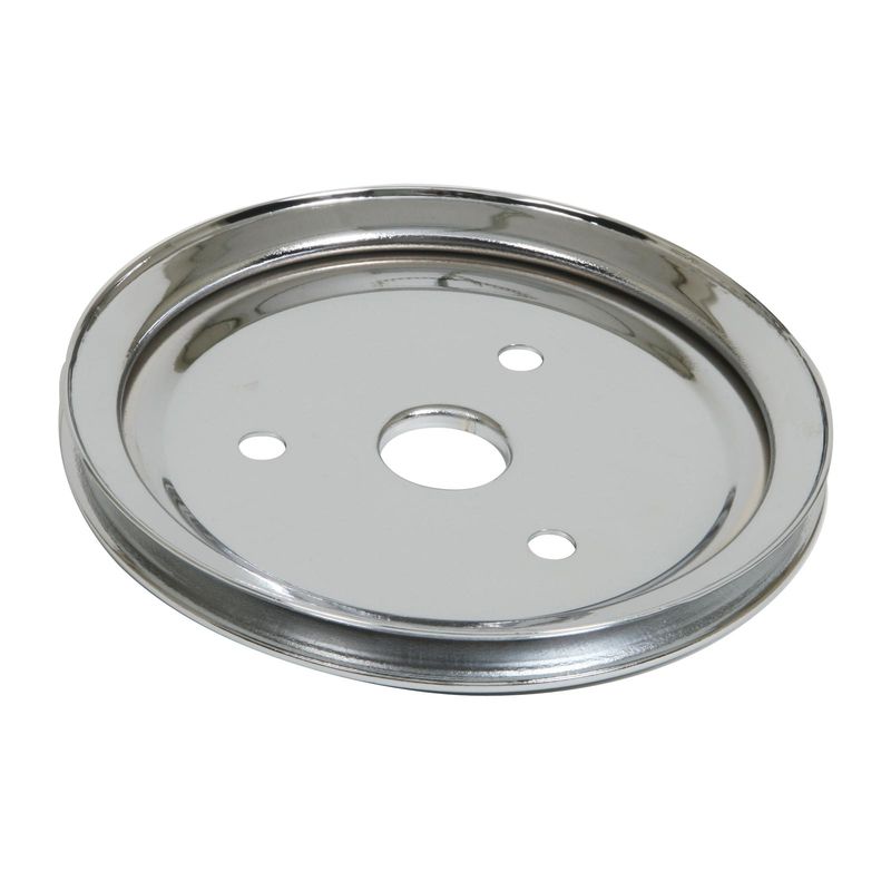 Chevy Small Block 1-Groove Crankshaft Pulley – 6.76", Steel, Short Pump (Chrome or Black)