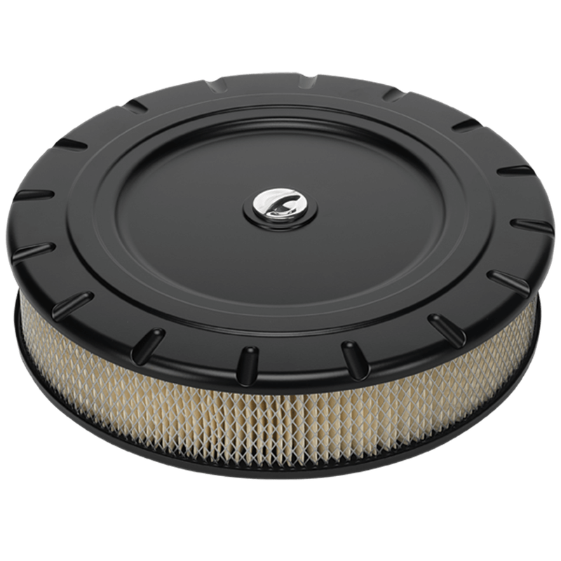 Vintage Style 14" Round Air Cleaner – Matte Black – 4-Barrel Carburetor