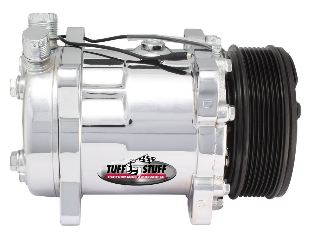 Sanden Style SD508 A/C Compressor – Universal Fit – R134A – 6 Groove Pulley – Polished