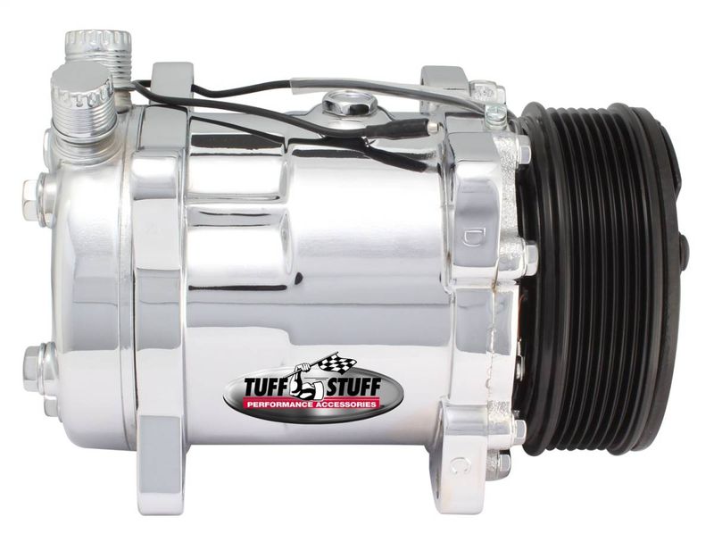 Sanden Style SD508 A/C Compressor – Universal Fit – R134A – 6 Groove Pulley – Polished