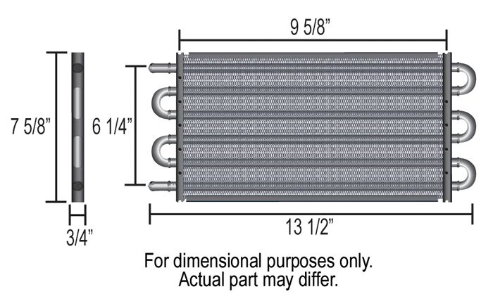 6-Pass Tube &amp; Fin Fluid Cooler, 13 in, -6AN