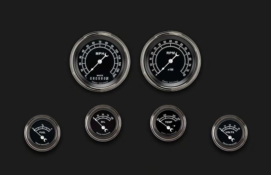 Traditional Series Six Gauge Set, Km/hr