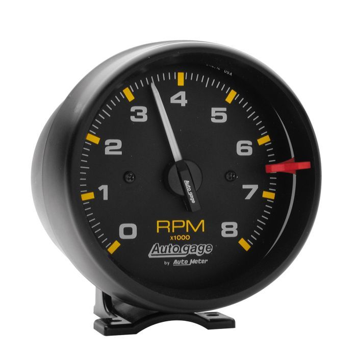 3-3/4 Inch Pedestal Tachometer, 0–8,000 RPM, Black Face / Black Bezel